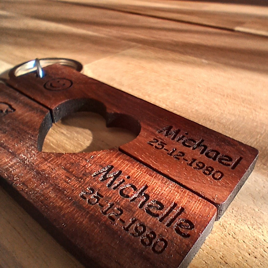 Personalisied Couple Key Rings with Heart Set