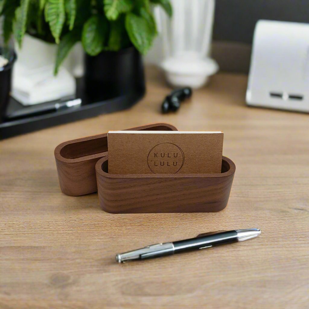 Personalised Wooden Business Card Holder