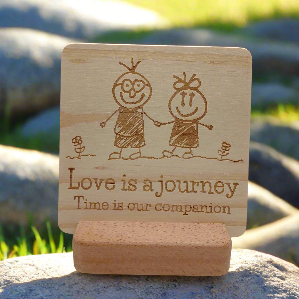 LOVE IS A JOURNEY Wooden Message Board with Stand Holder