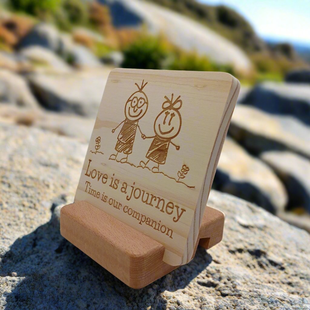 LOVE IS A JOURNEY Wooden Message Board with Stand Holder