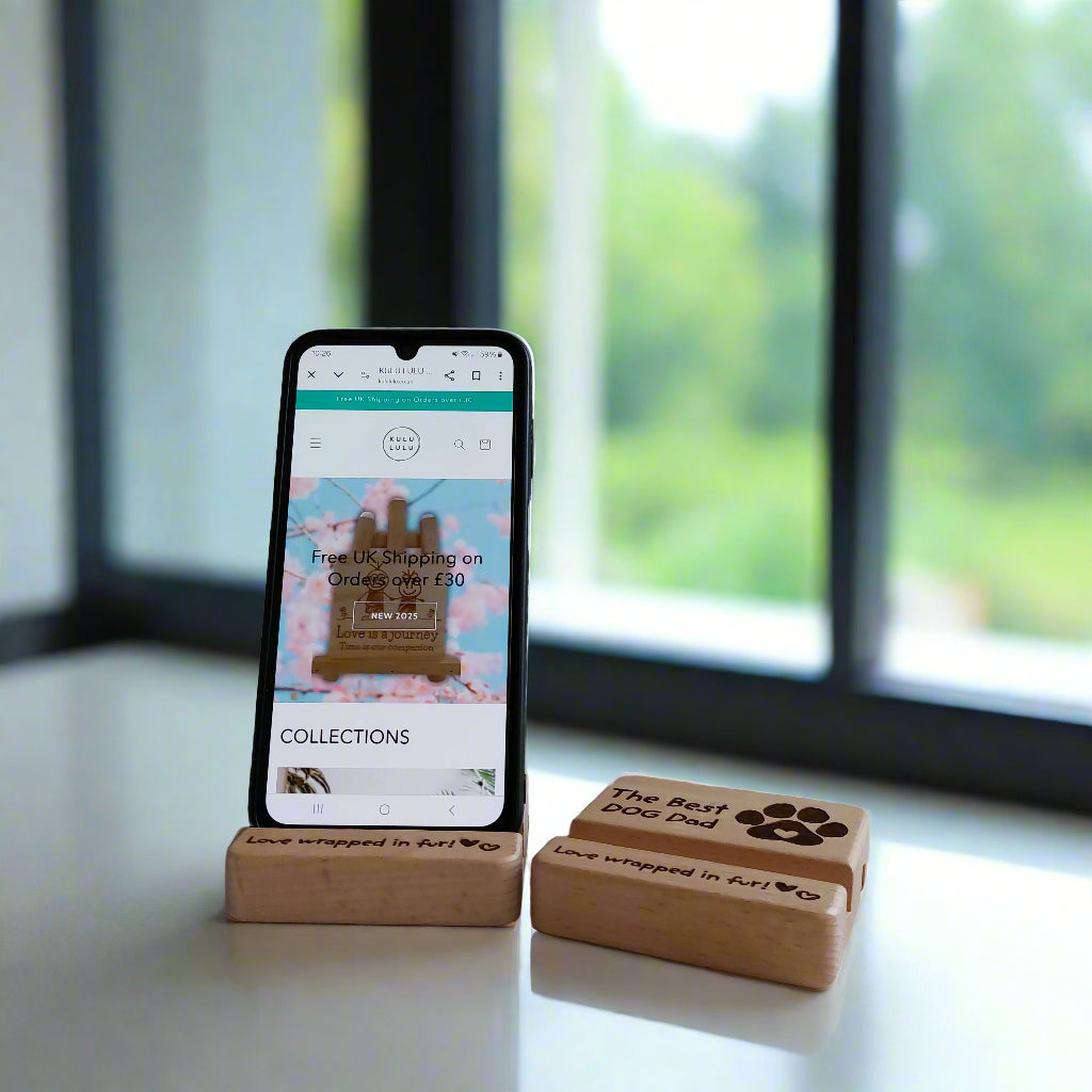 THE BEST DOG DAD WOODEN MOBILE PHONE STAND HOLDER