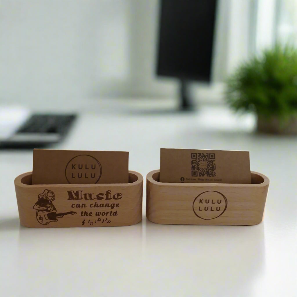 Personalised Wooden Business Card Holder