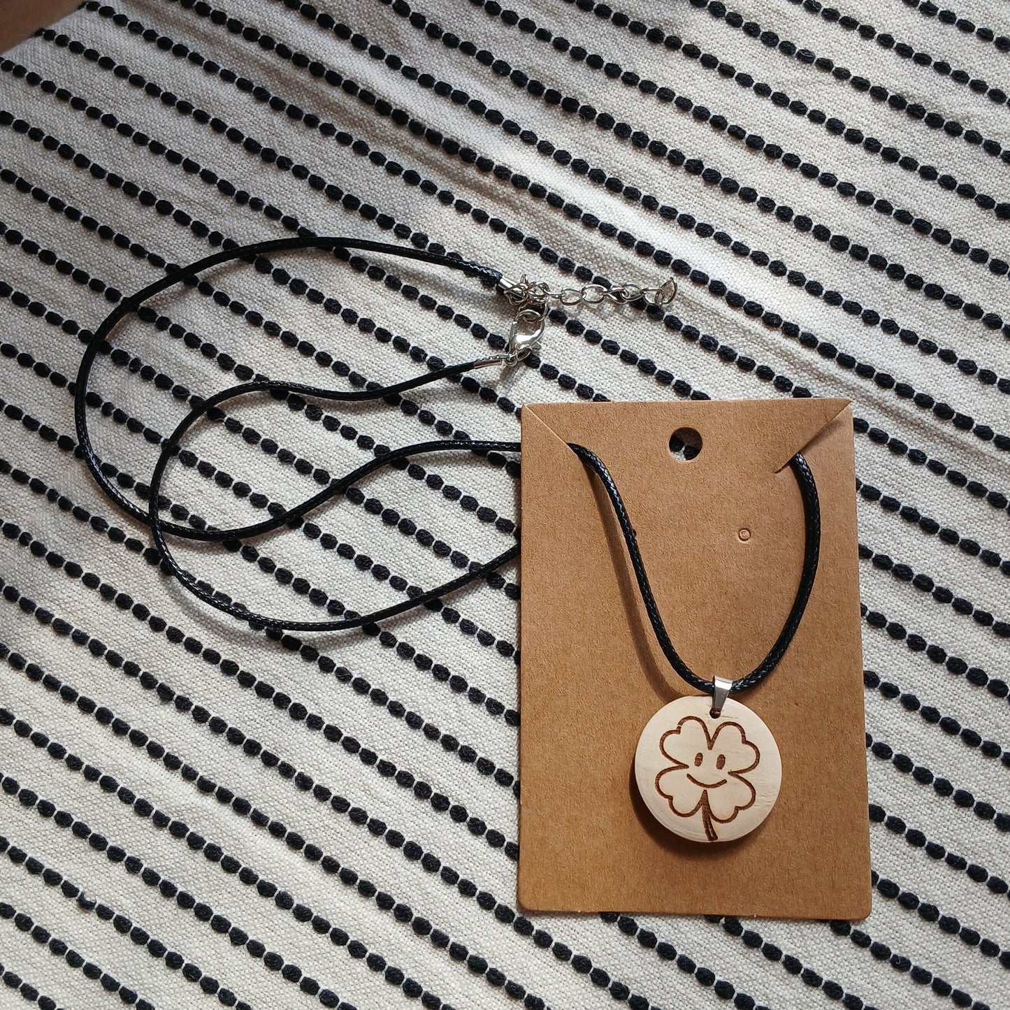 Necklace with Wooden Engraved Pendant