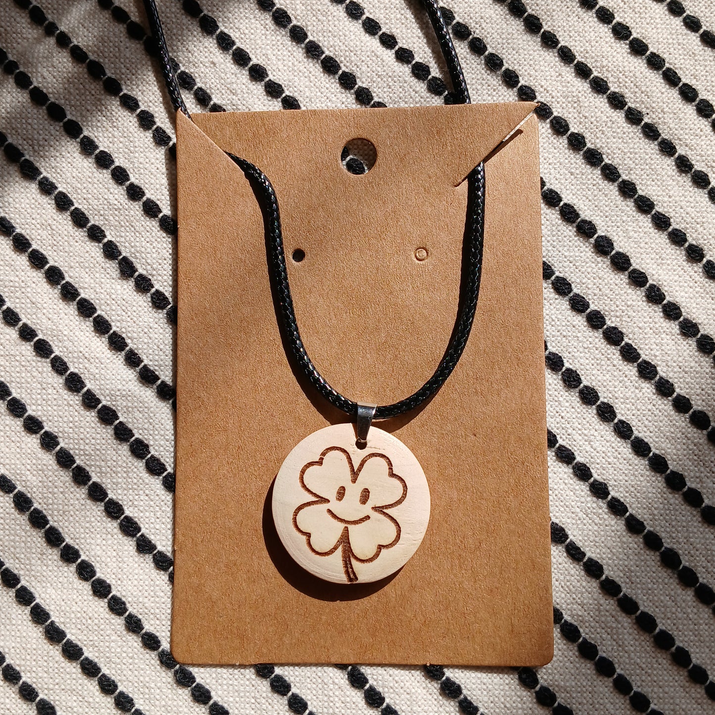 Necklace with Wooden Engraved Pendant