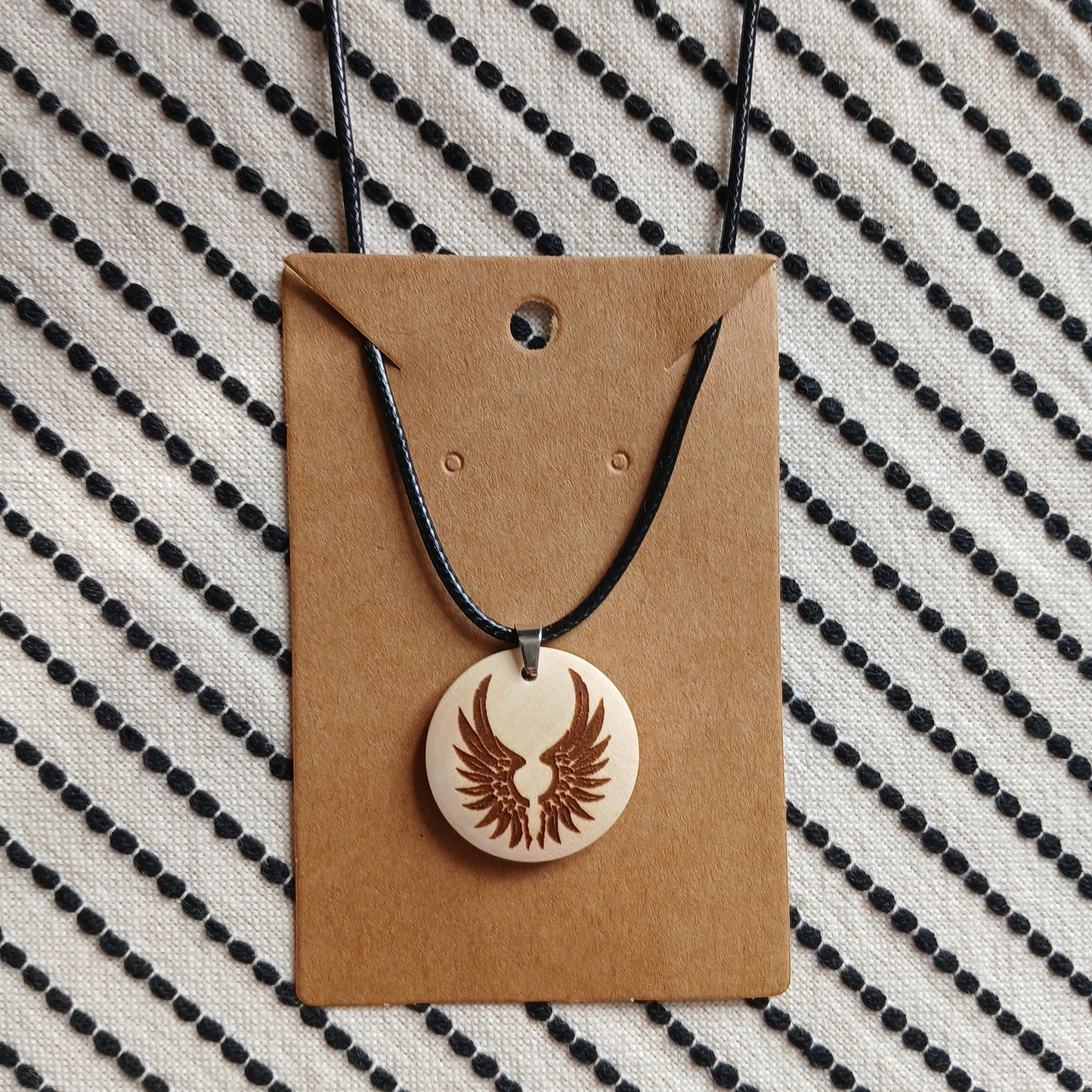 Necklace with Wooden Engraved Pendant
