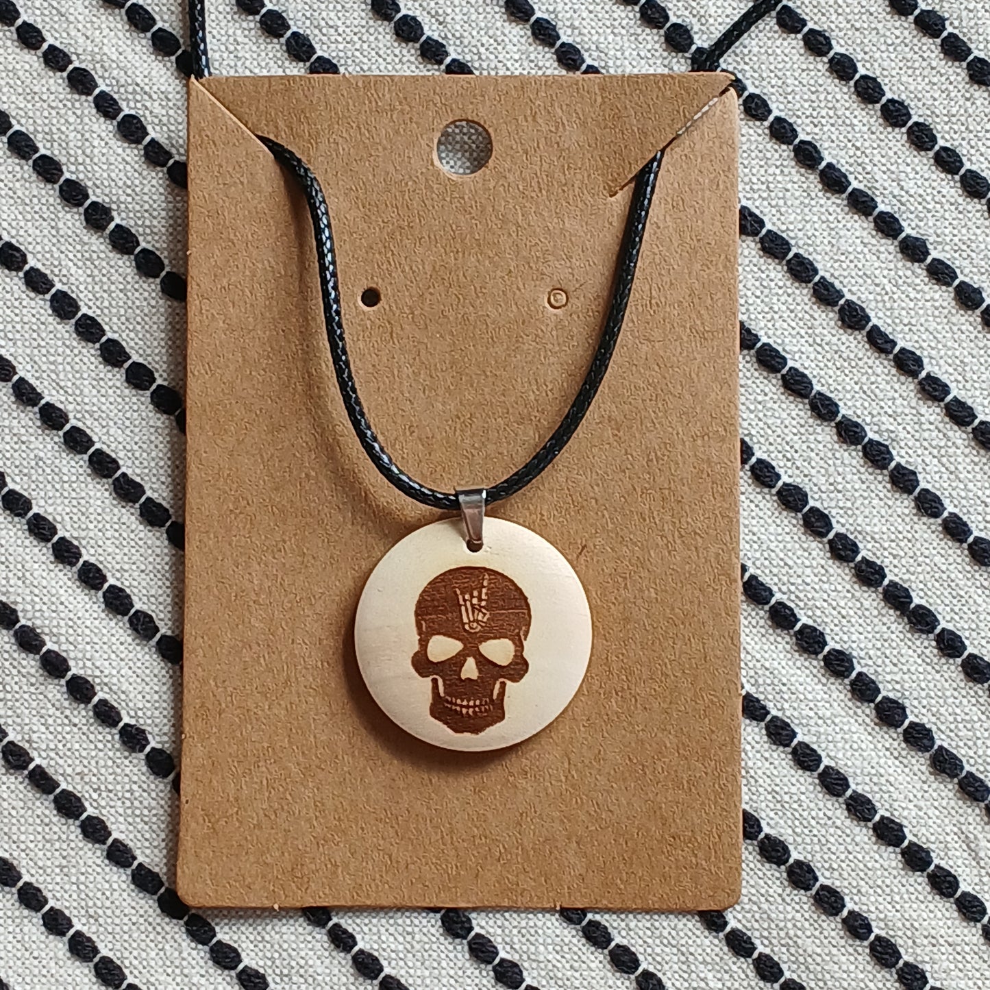 Necklace with Wooden Engraved Pendant