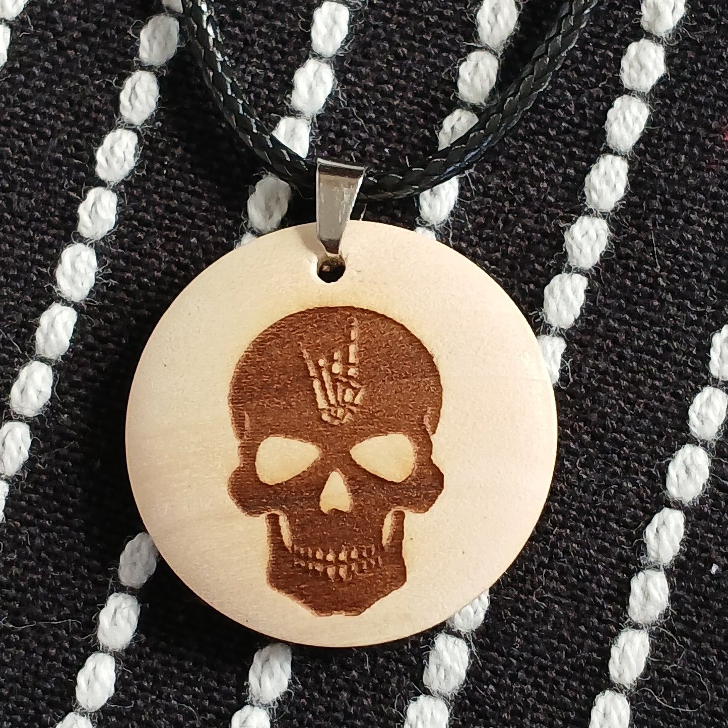 Necklace with Wooden Engraved Pendant