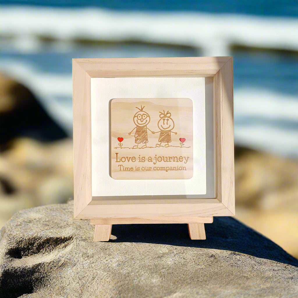 LOVE IS A JOURNEY ARTWORK WOOD FRAME WITH STAND