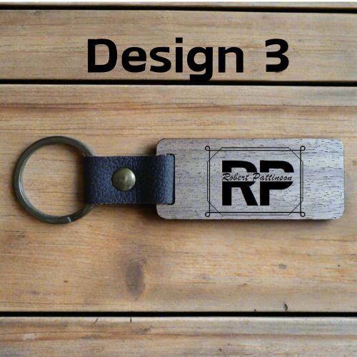 Personalised Rectangular Key Ring with Leather Strap