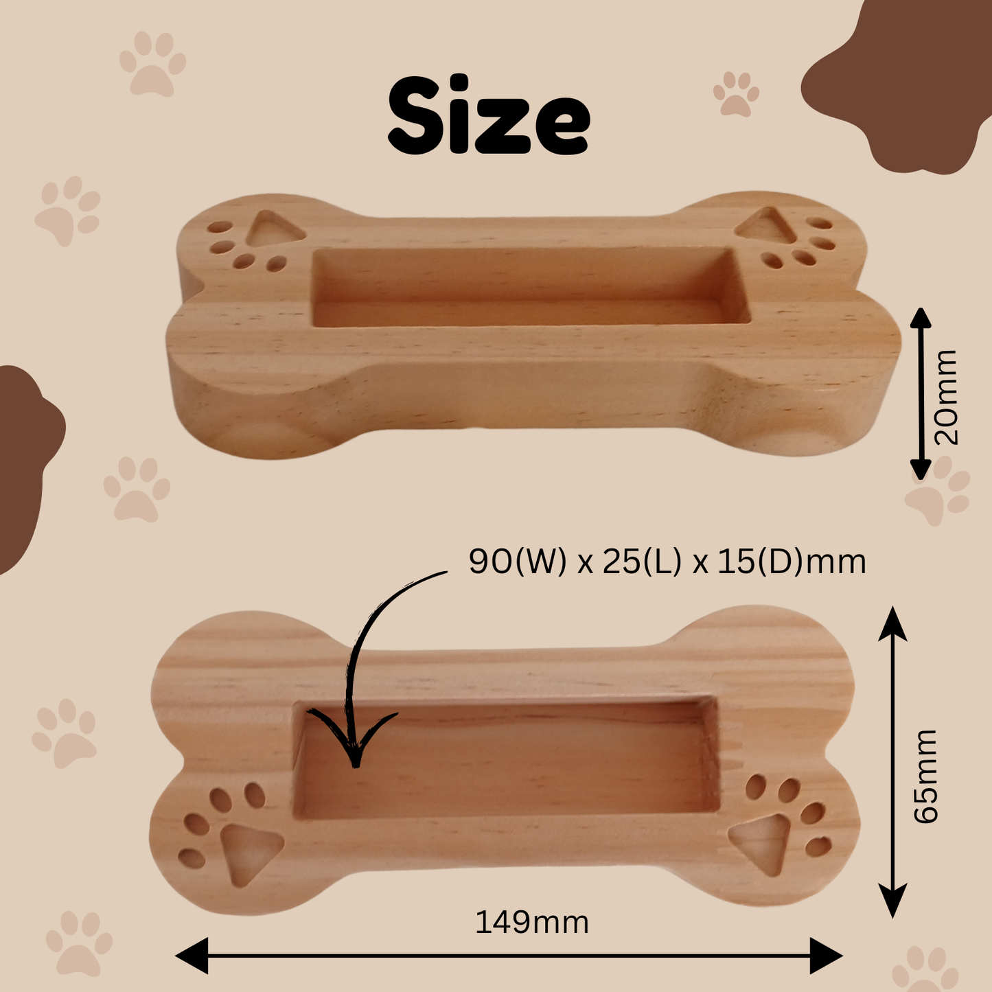 Personalised Wooden Dog Bone Shaped Stand / Business Card Holder