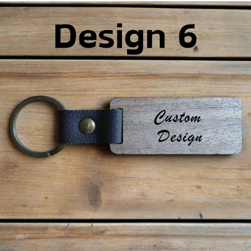 Personalised Rectangular Key Ring with Leather Strap