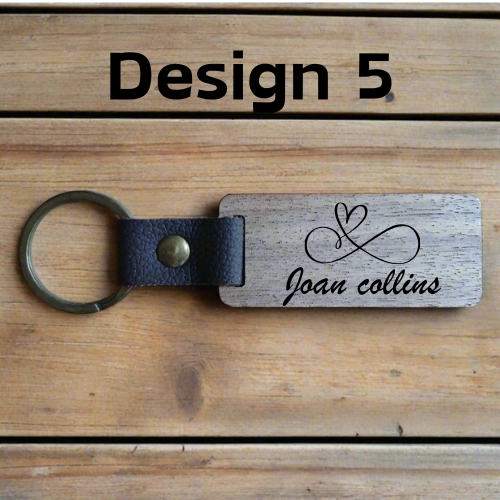Personalised Rectangular Key Ring with Leather Strap