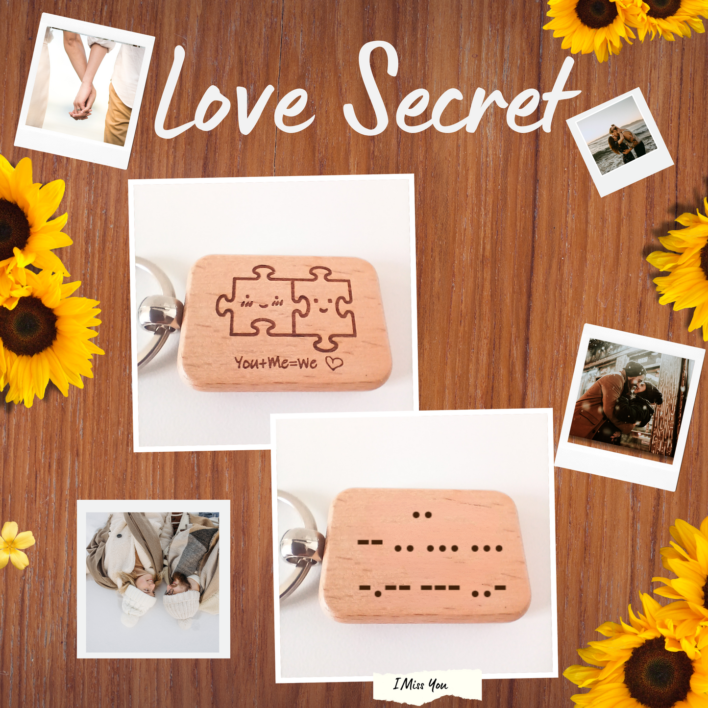 Personalised Love Secret Morse Code Key Ring : You + Me = WE