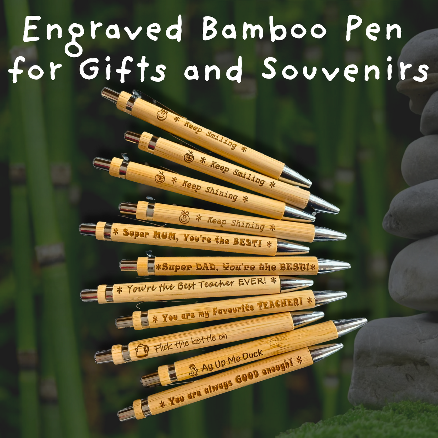 Engraved Bamboo Pen for Gifts and Souvenirs