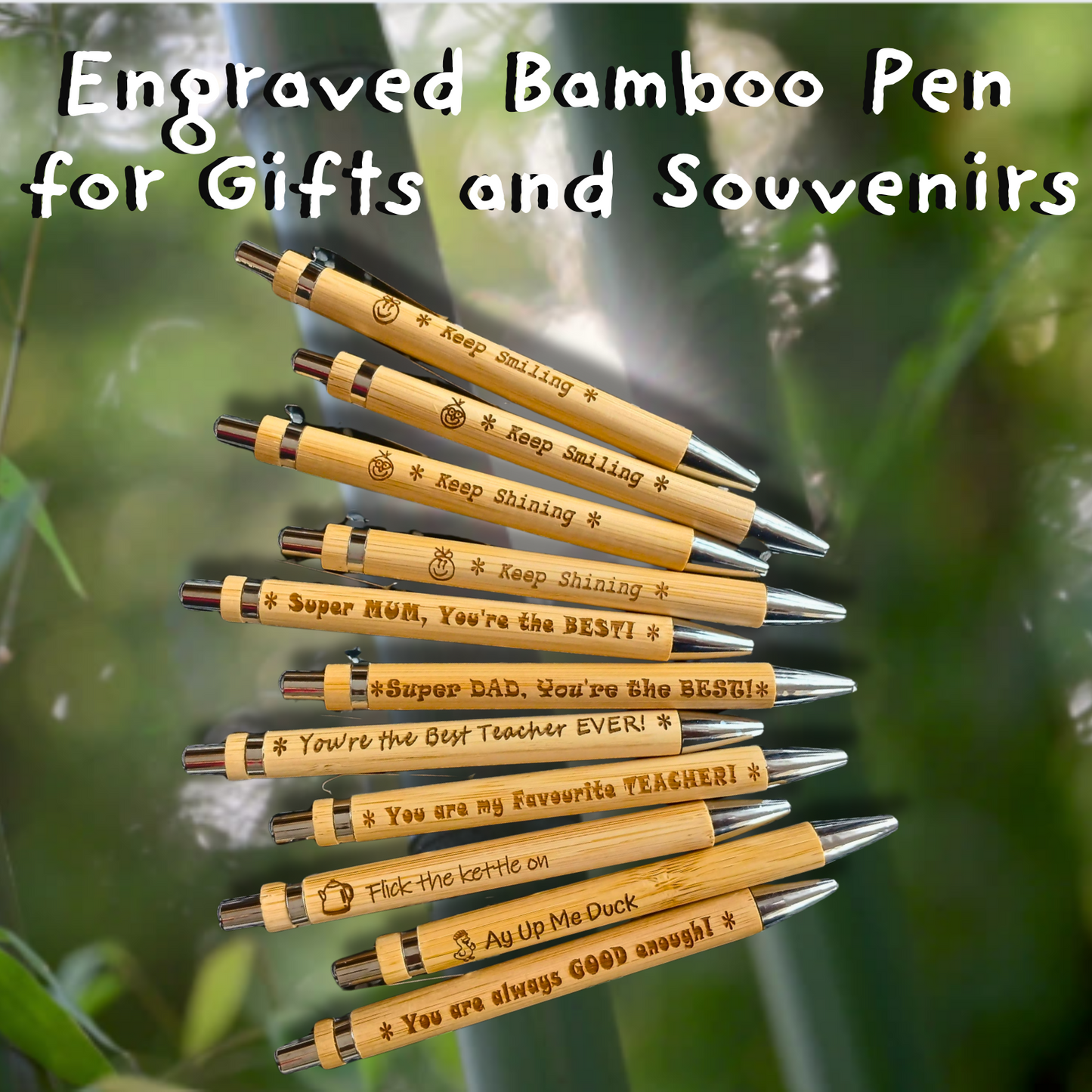 Engraved Bamboo Pen for Gifts and Souvenirs