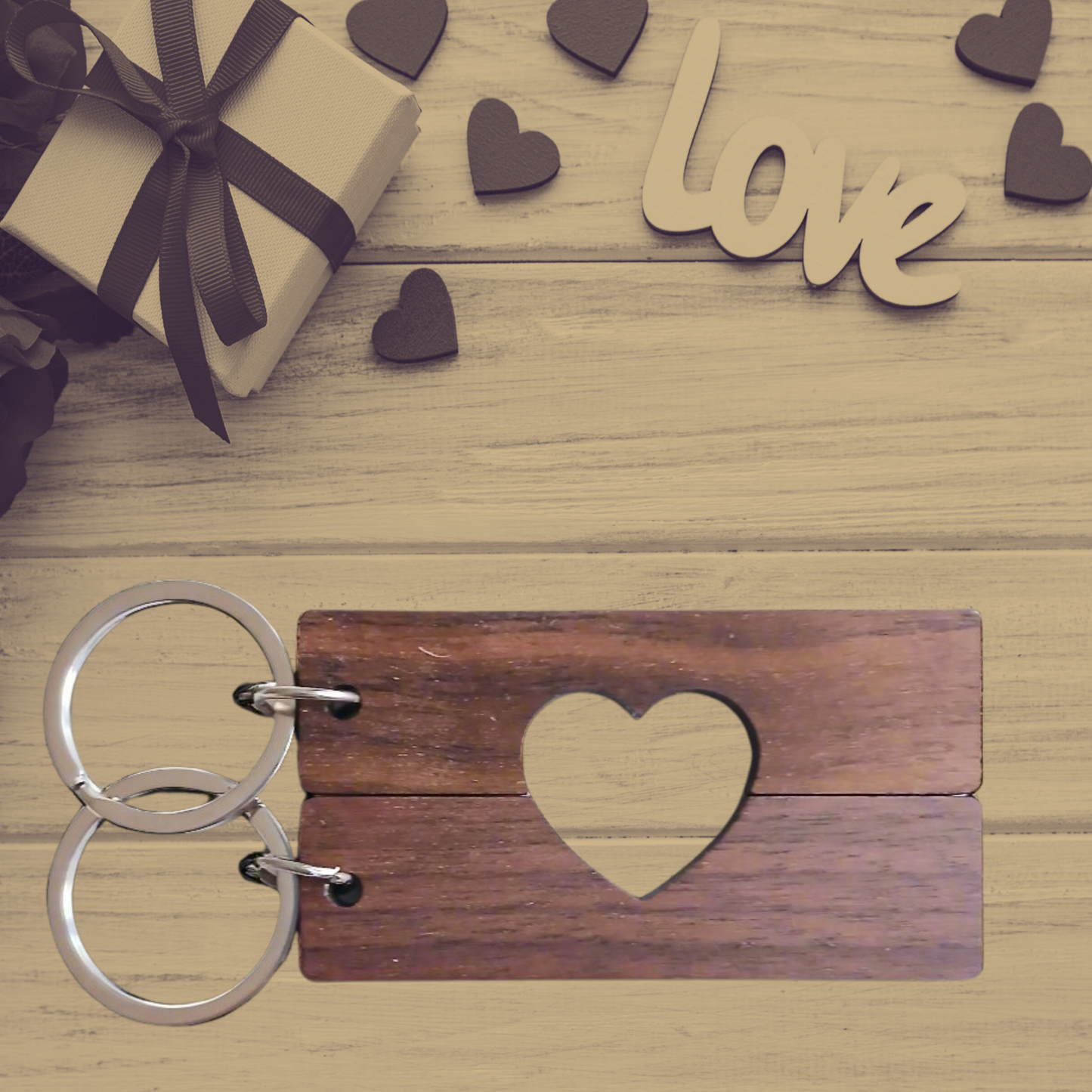 Personalisied Couple Key Rings with Heart Set