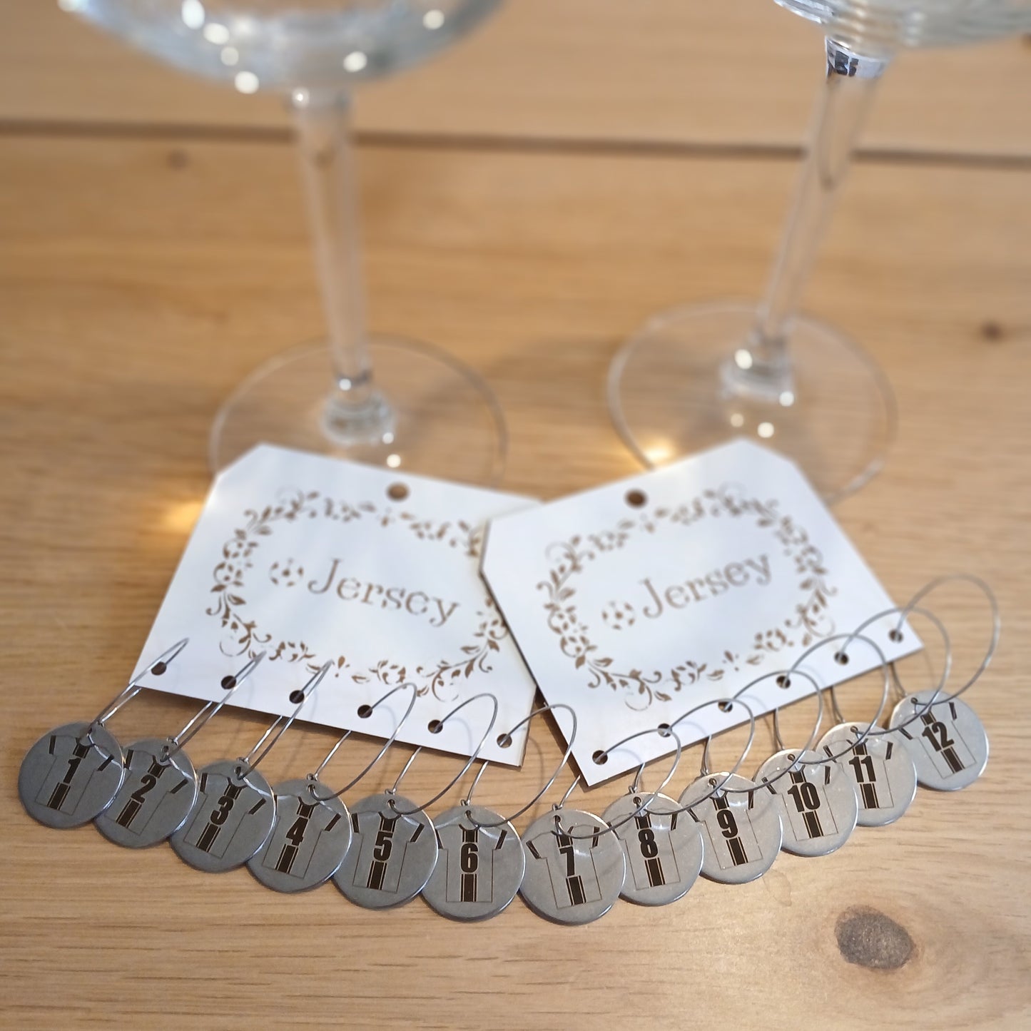 Wine Glass Identifier Set - "Black Striped Jersey" Series