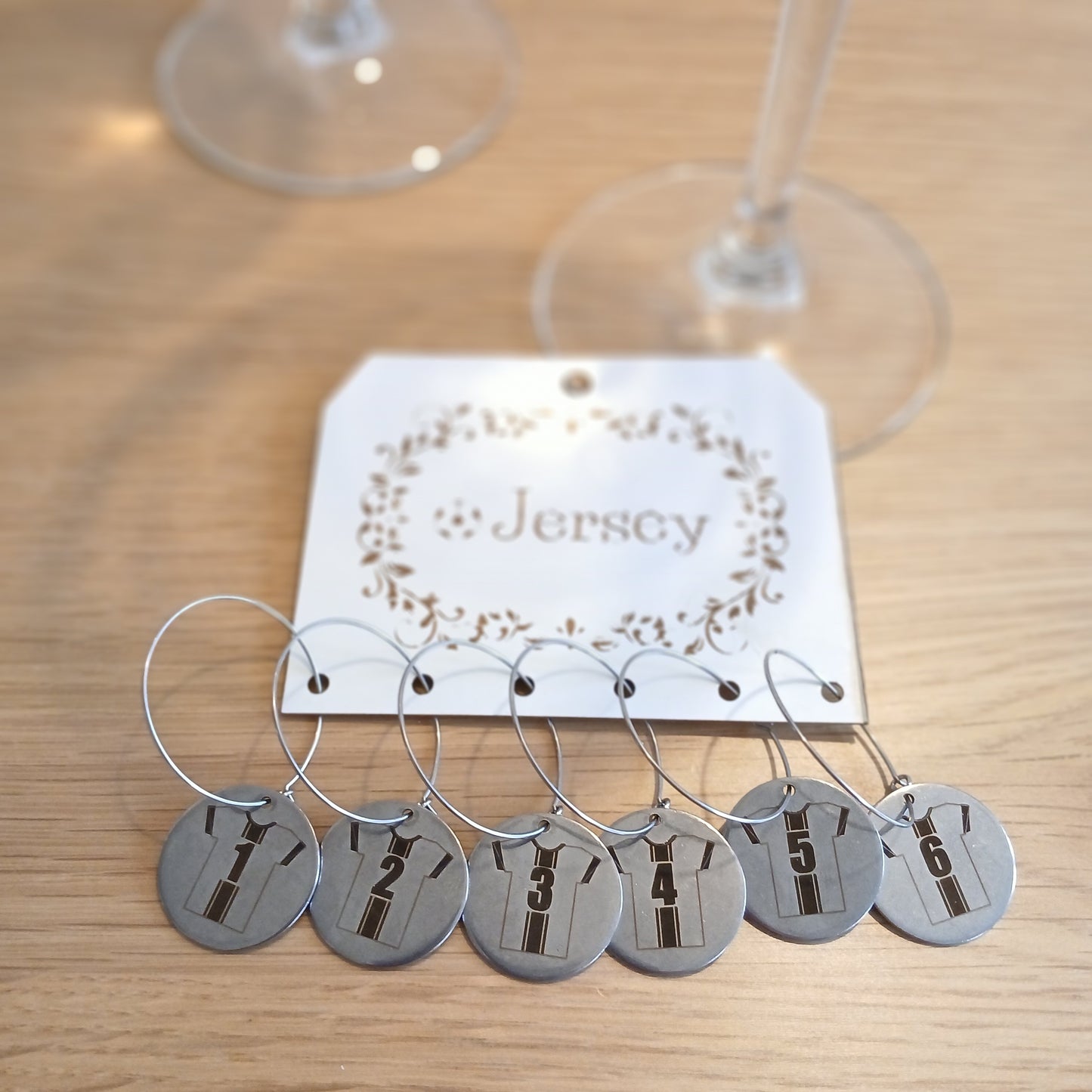 Wine Glass Identifier Set - "Black Striped Jersey" Series