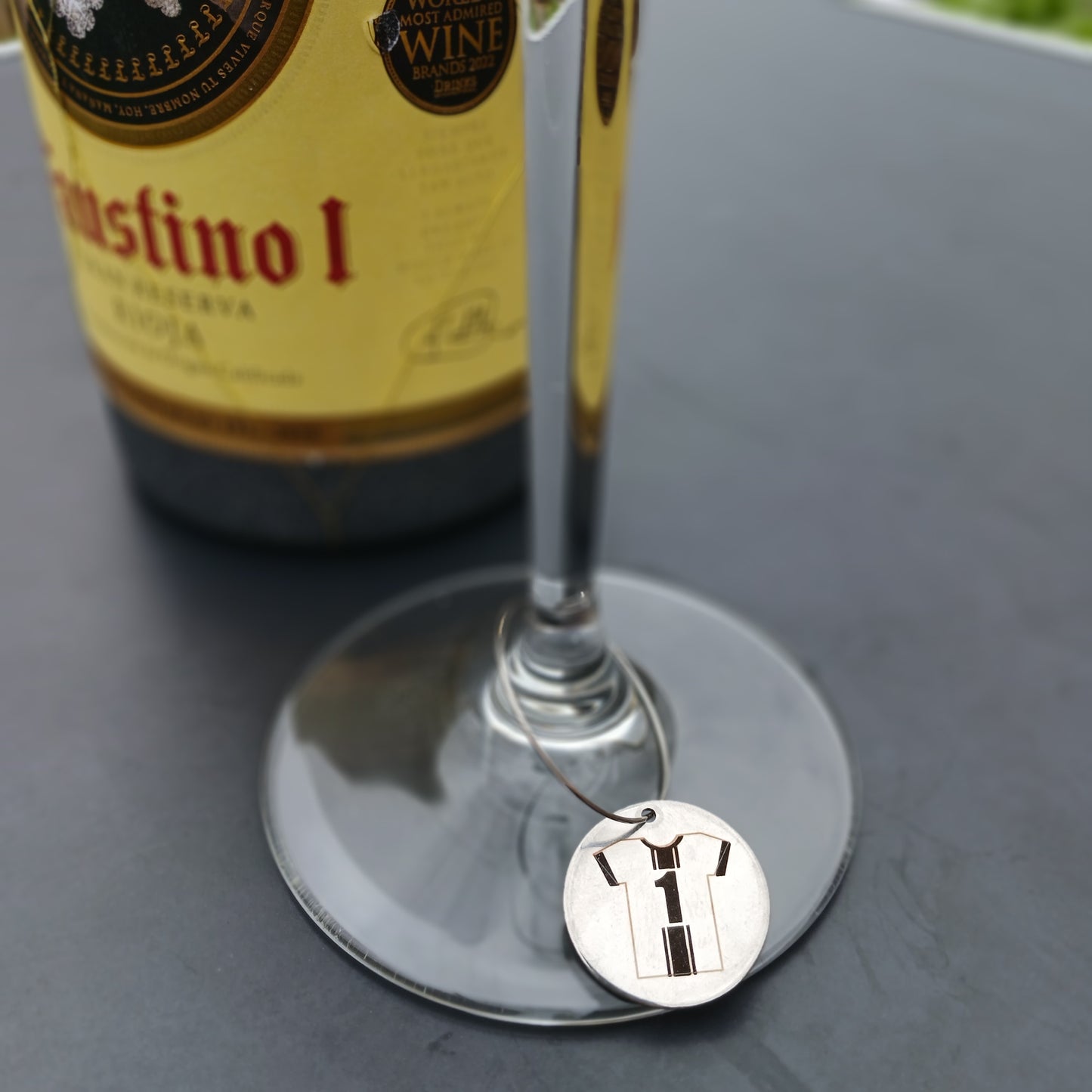 Wine Glass Identifier Set - "Black Striped Jersey" Series