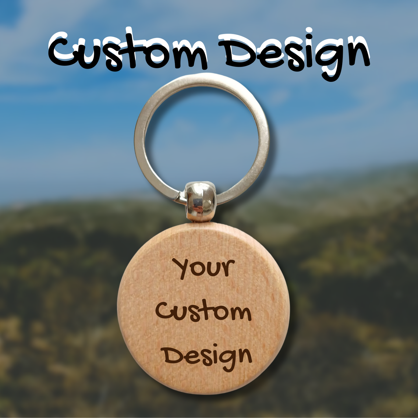 Yorkshire Slang Wooden Round Key Ring for Gifts and Souvenir