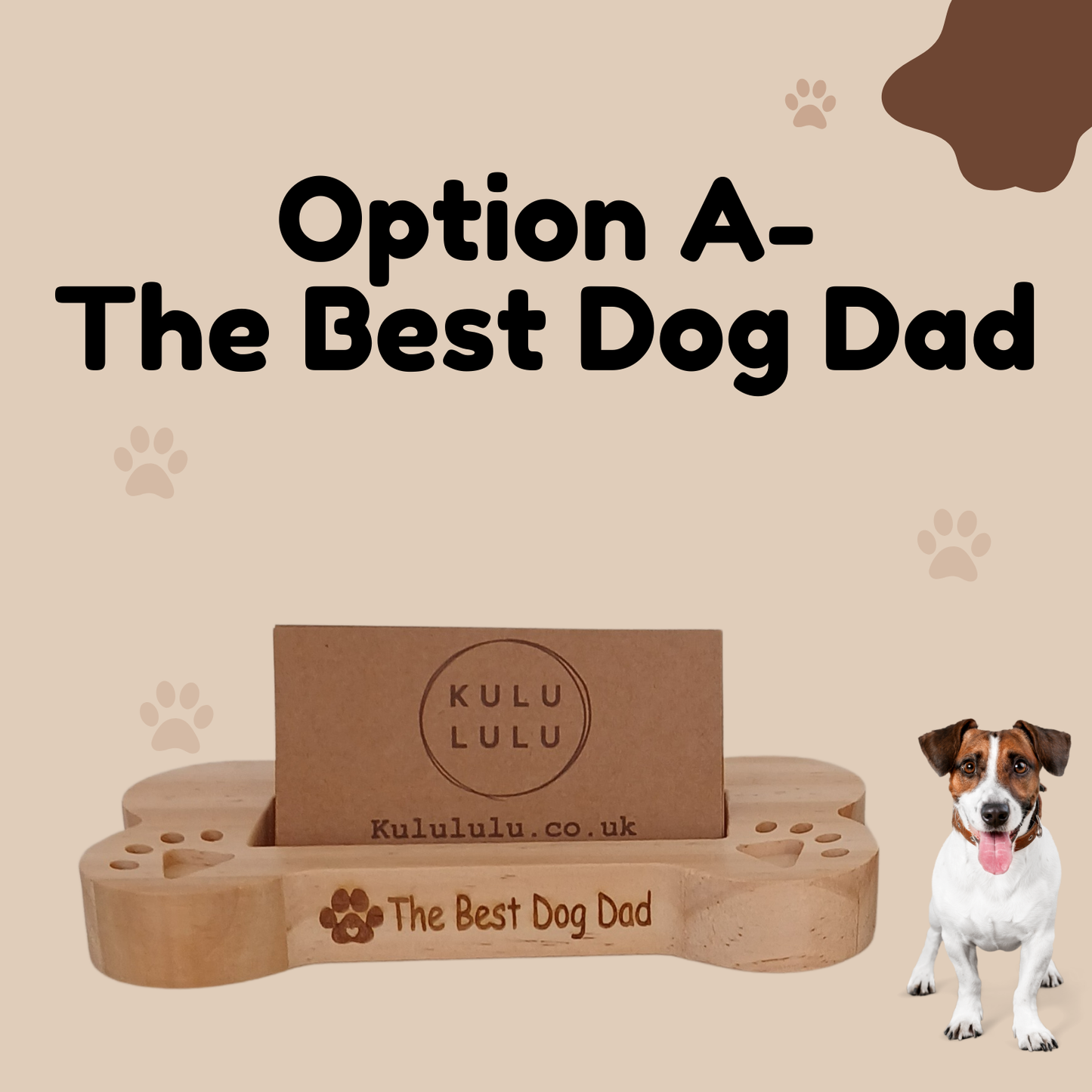 Personalised Wooden Dog Bone Shaped Stand / Business Card Holder