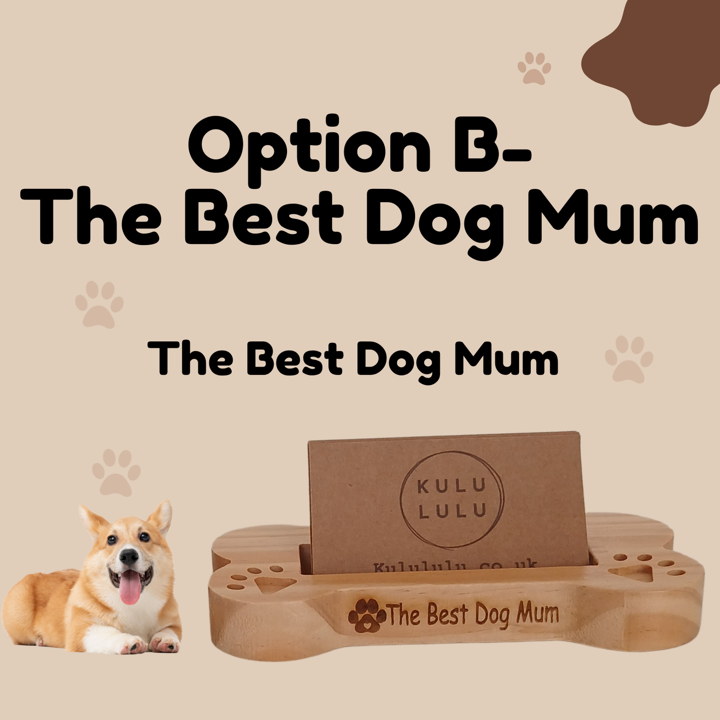 Personalised Wooden Dog Bone Shaped Stand / Business Card Holder