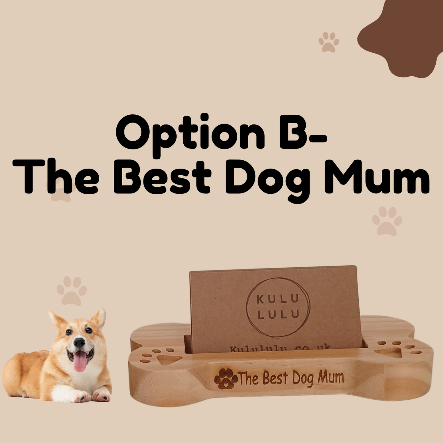Personalised Wooden Dog Bone Shaped Stand / Business Card Holder