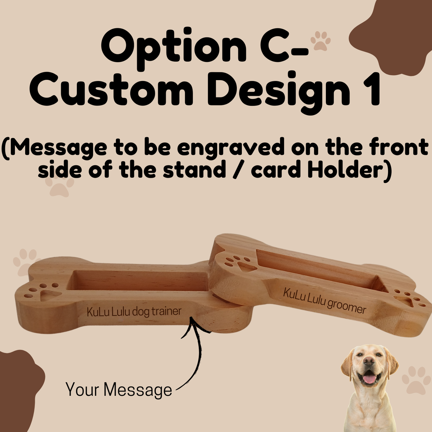 Personalised Wooden Dog Bone Shaped Stand / Business Card Holder