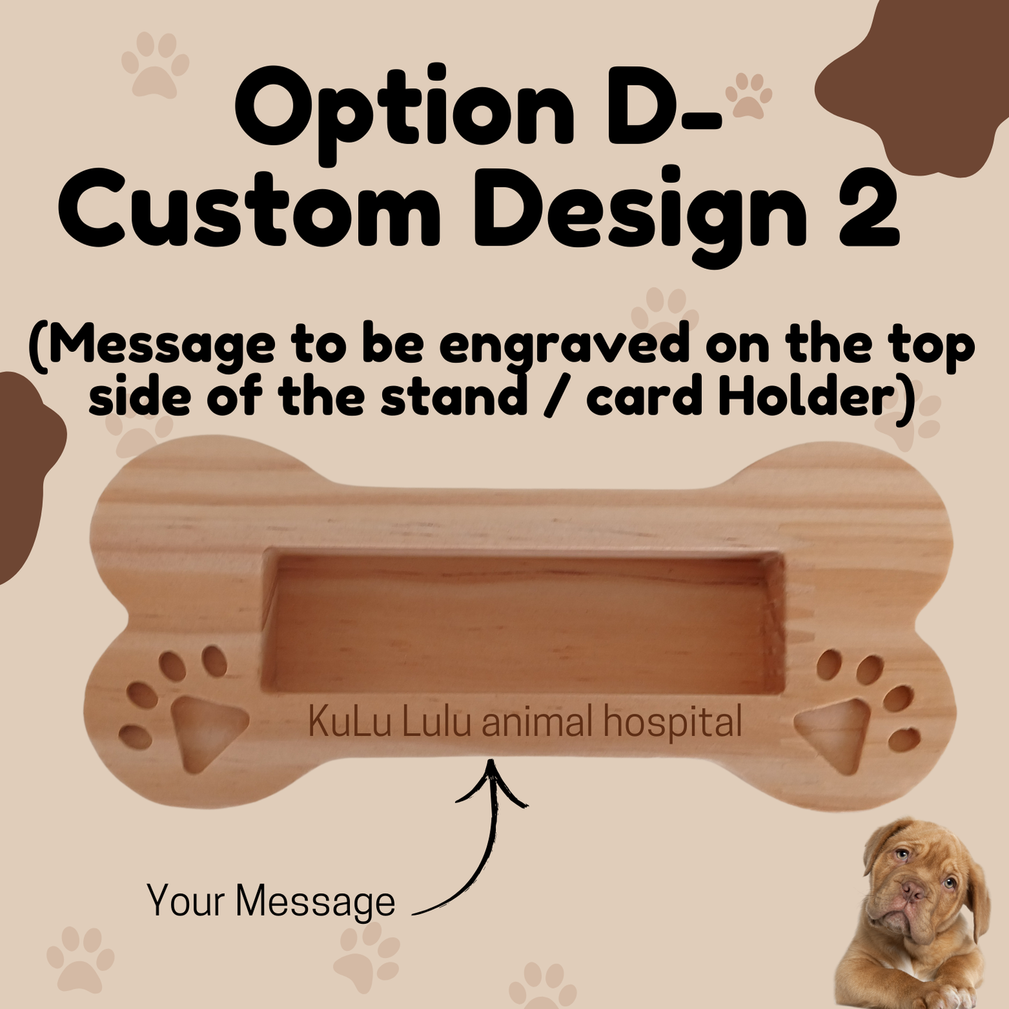 Personalised Wooden Dog Bone Shaped Stand / Business Card Holder