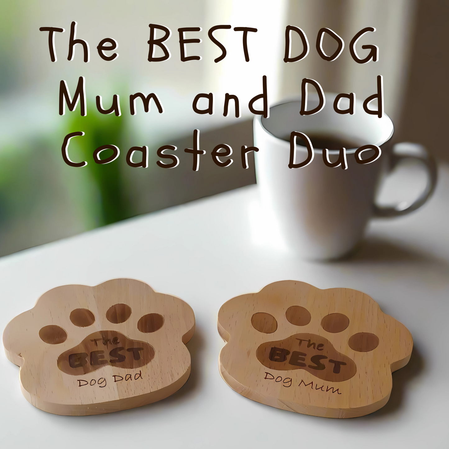 Best Dog Mum and Dad Coaster Duo Set