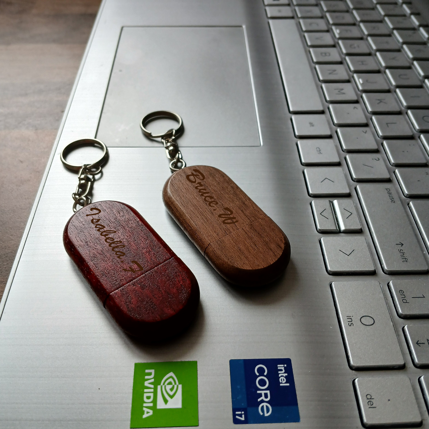 Personalised Wooden USB Memory Stick Key Ring with Box