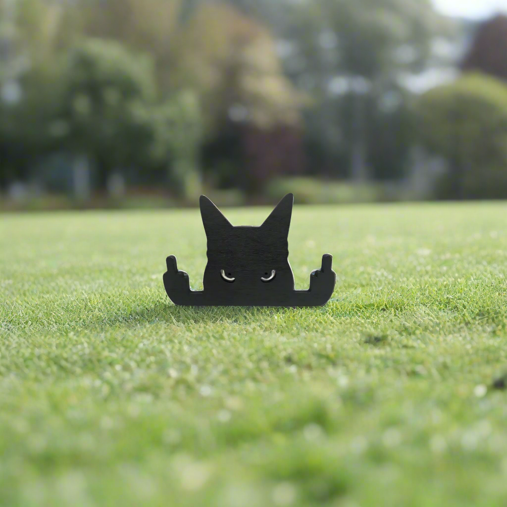 Black Cat with Middle Finger Funny Table or Window Decoration