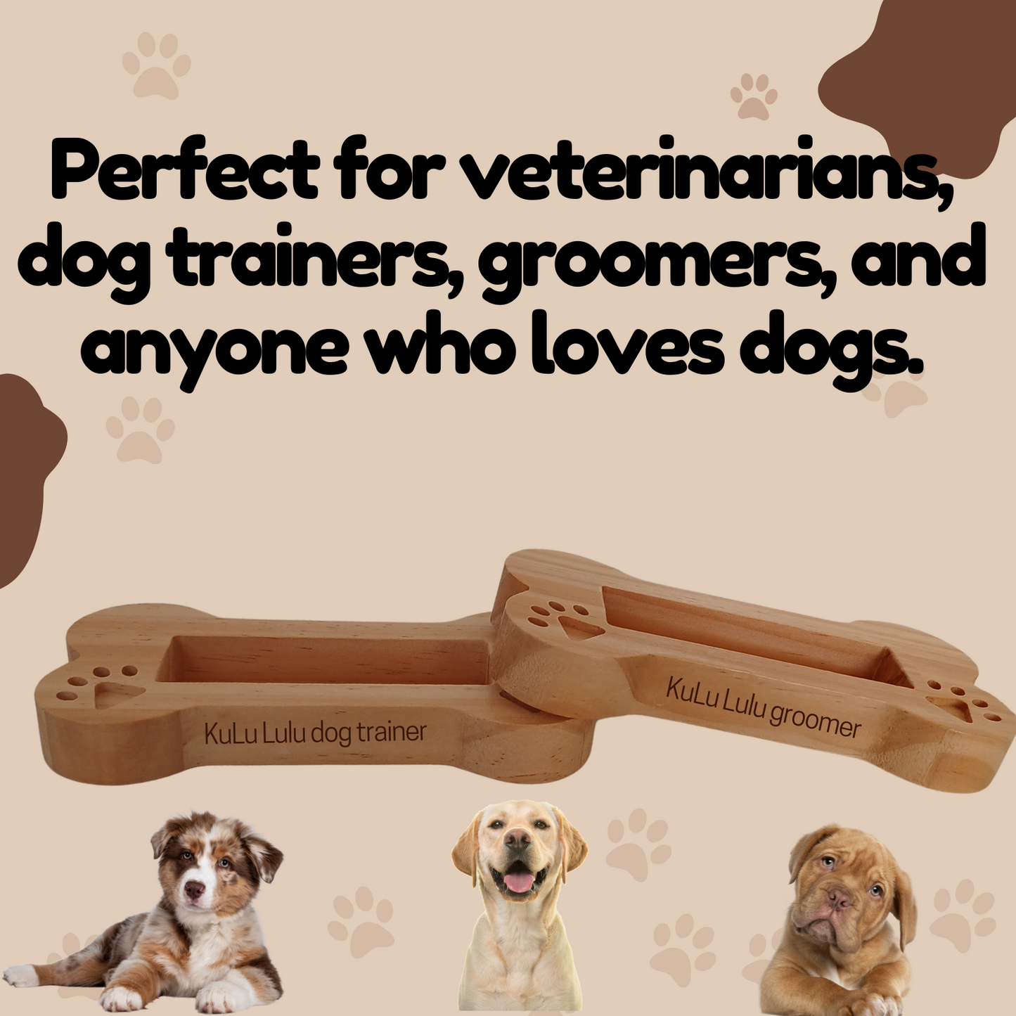 Personalised Wooden Dog Bone Shaped Stand / Business Card Holder