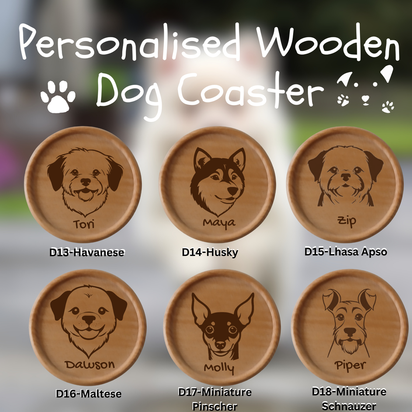 Personalised Wooden Dog Coaster