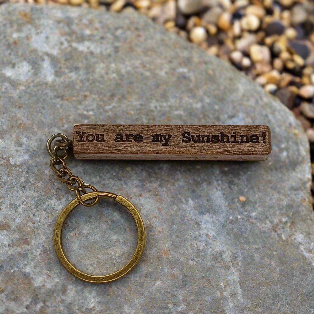 Personalised Wooden Key Ring Bar with Your Favourite Name and Date