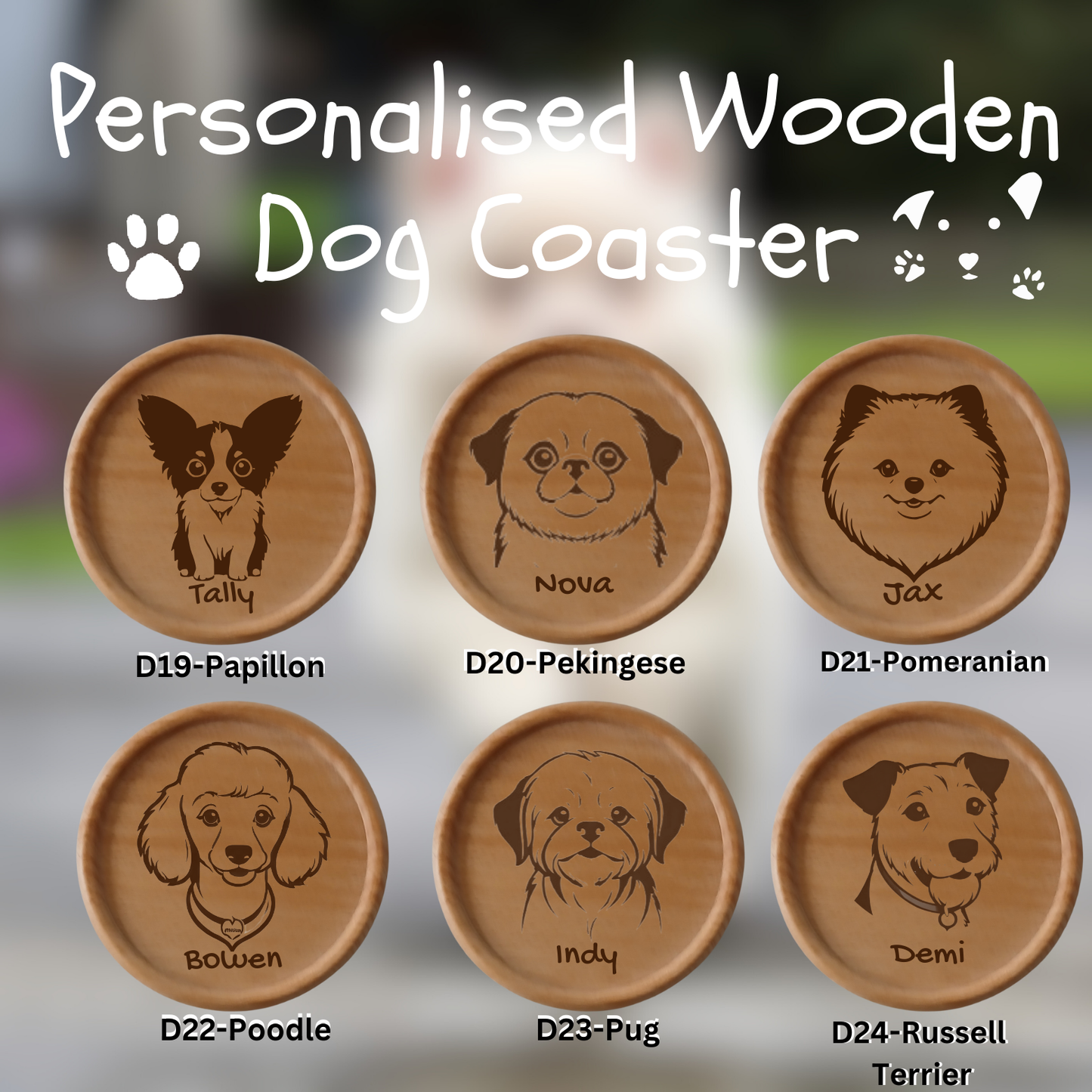 Personalised Wooden Dog Coaster