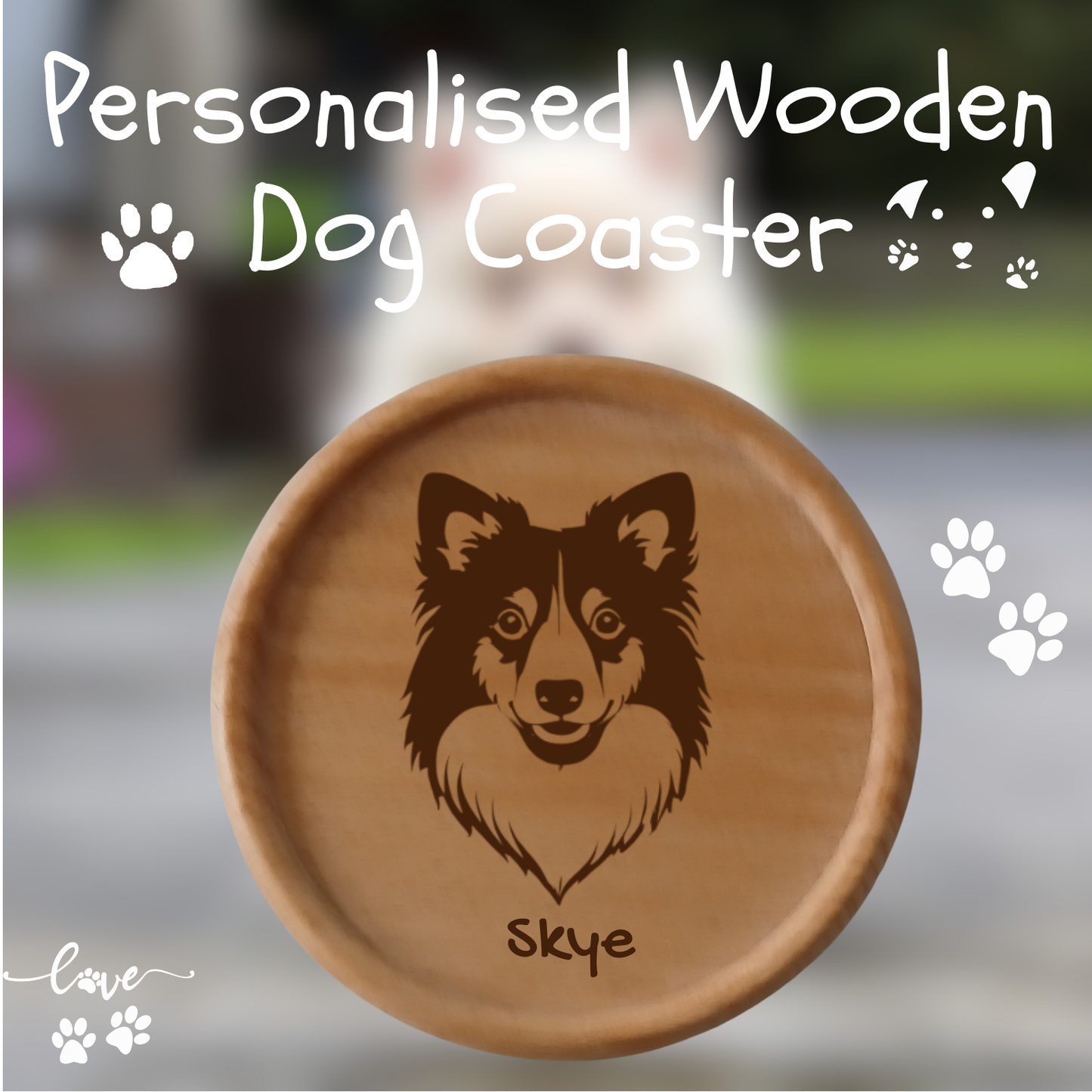 Personalised Wooden Dog Coaster