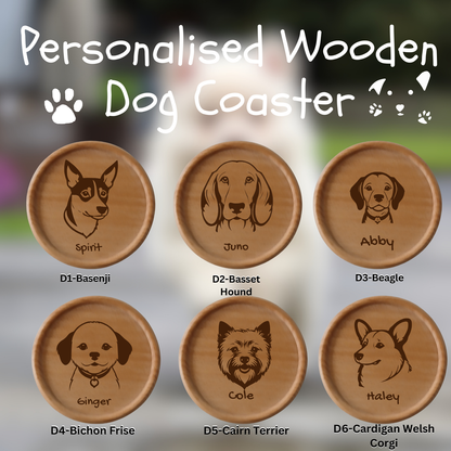 Personalised Wooden Dog Coaster