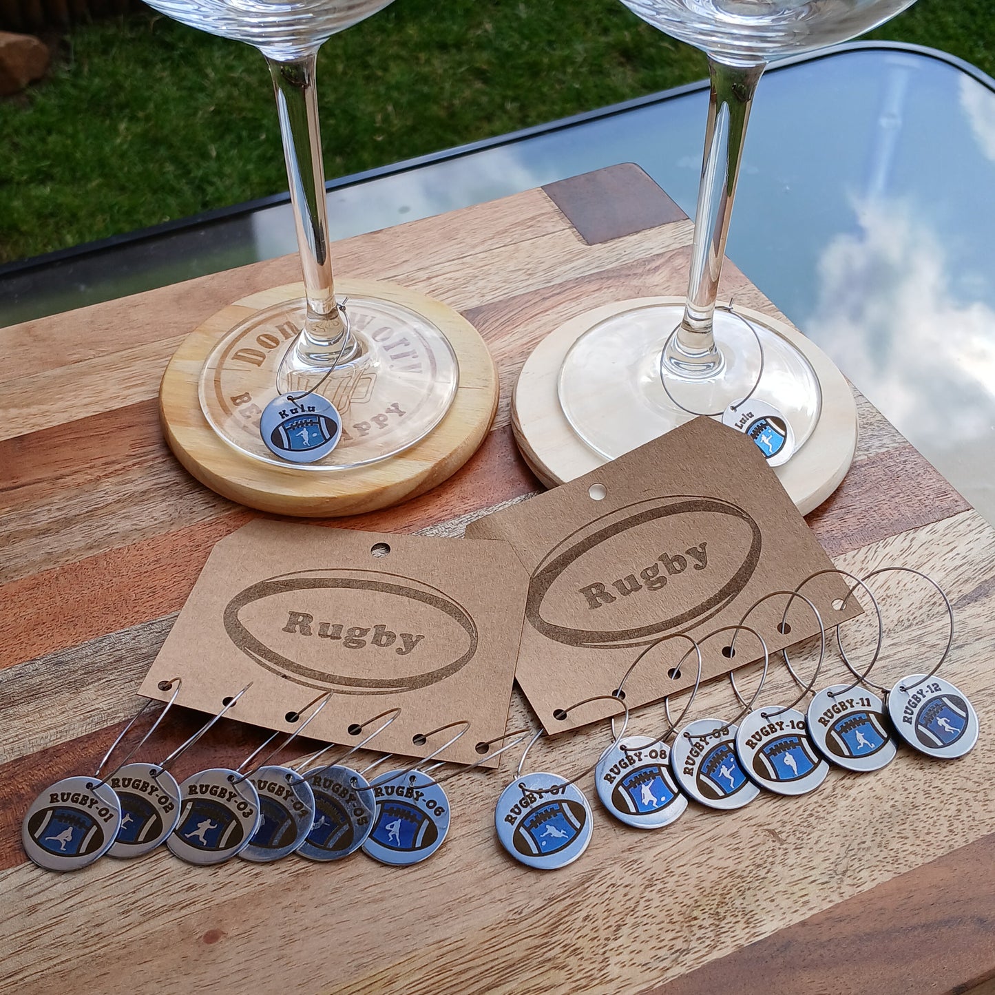 Wine Glass Identifier Set - "Rugby" Series