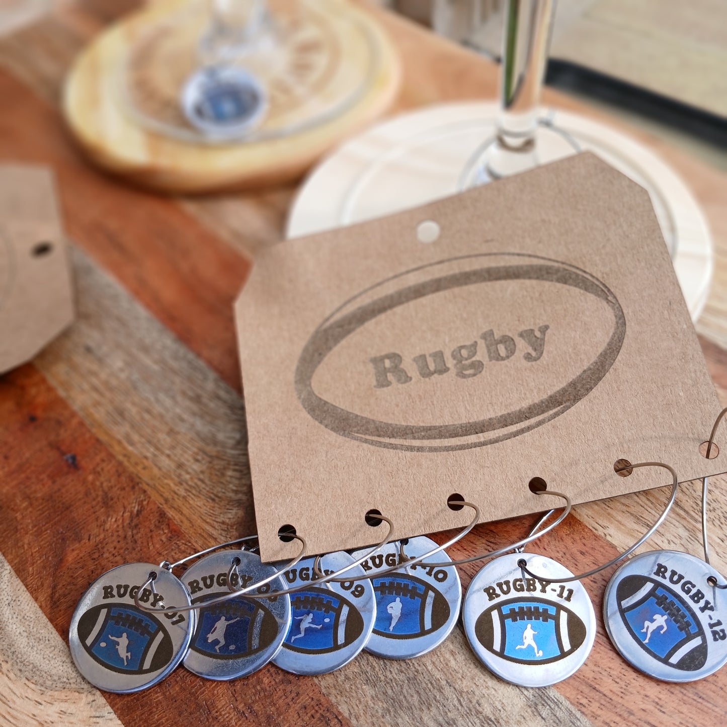 Wine Glass Identifier Set - "Rugby" Series