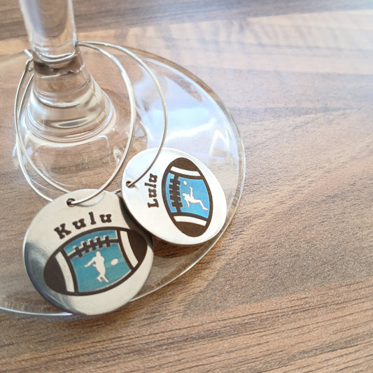 Personalised Wine Glass Identifier Set with 12 Different Favourite Rugby Patterns