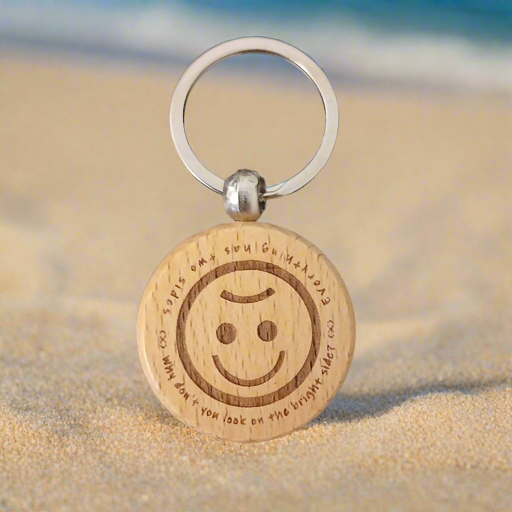 EVERYTHING HAS TWO SIDES Wooden Round Key Ring for Gifts and Souvenir