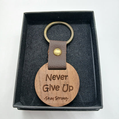 Personalised Circular Key Ring with Leather Strap