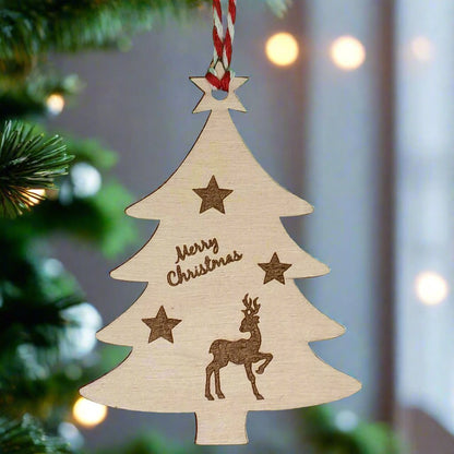 Personalised Wooden Christmas Tree Decoration with Christmas Tree Shape