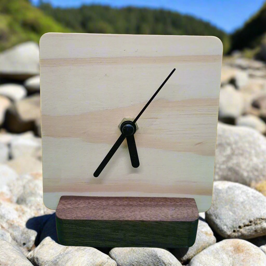 Wooden Clock for Home Decoration on Table Wall or Cabinet with Stand