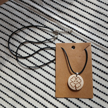 Necklace with Wooden Engraved Pendant