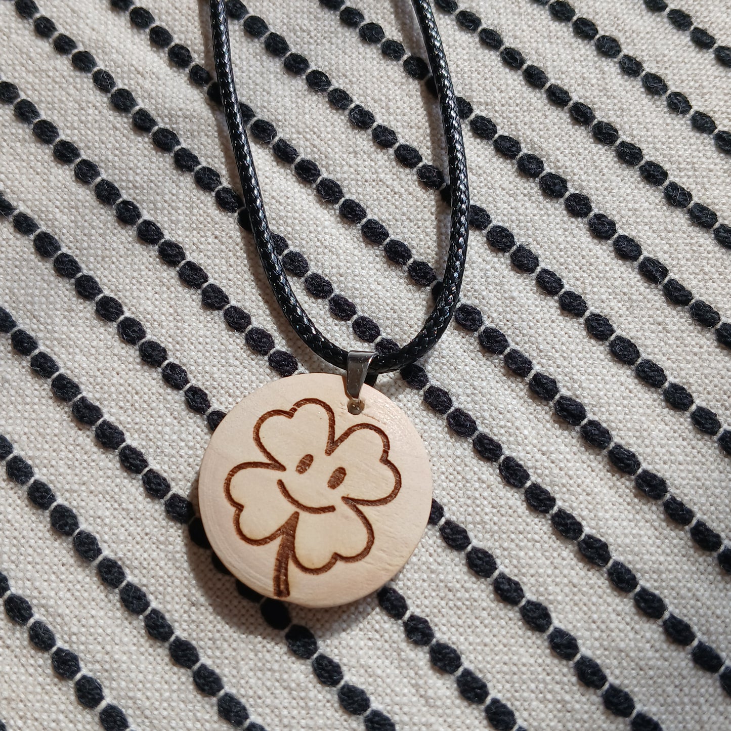 Necklace with Wooden Engraved Pendant