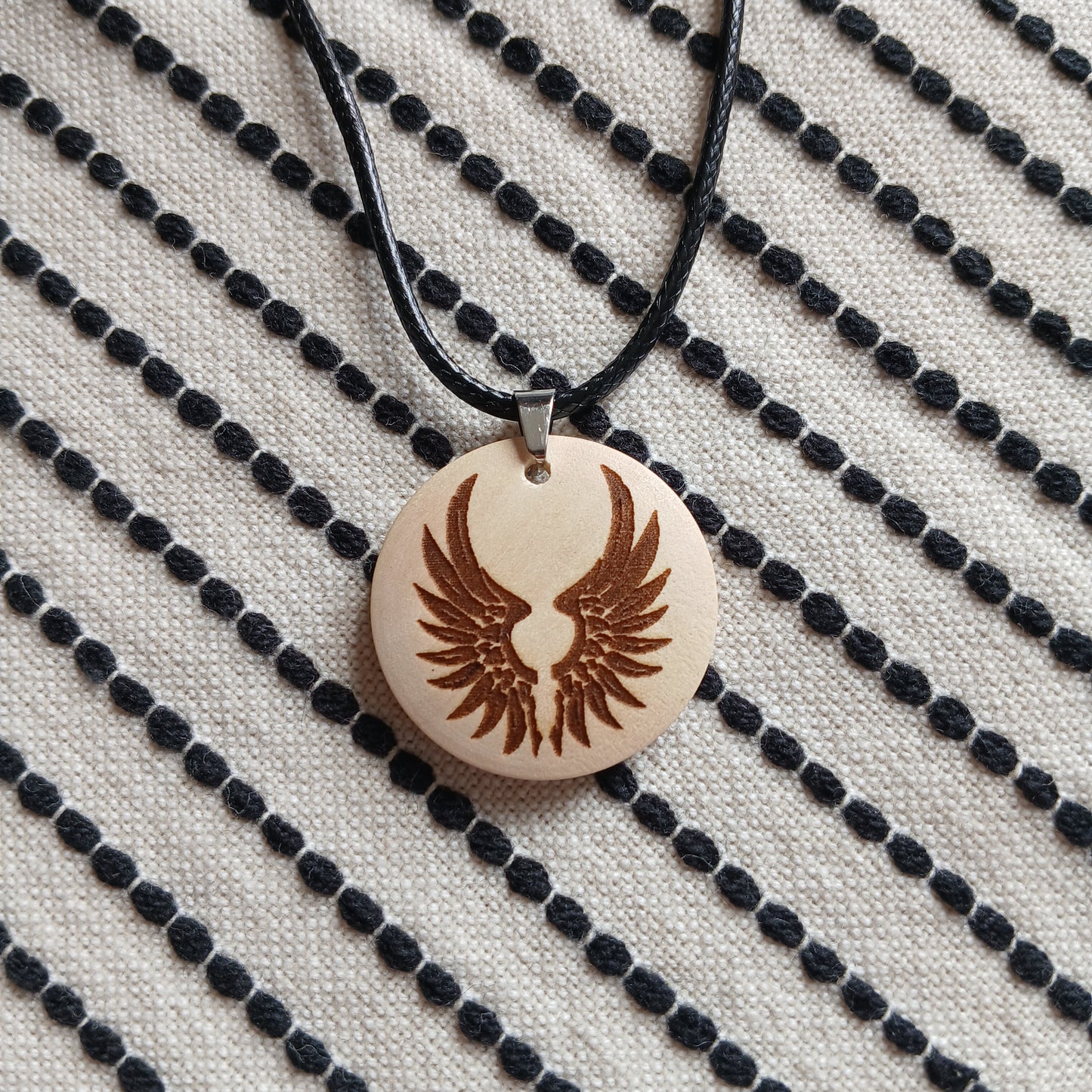 Necklace with Wooden Engraved Pendant