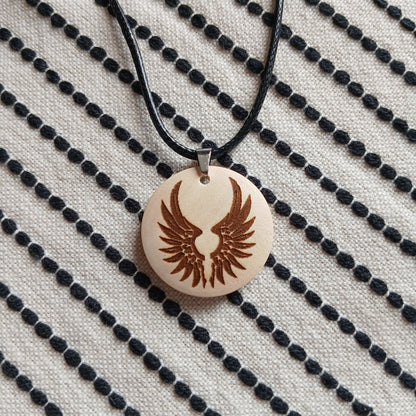 Necklace with Wooden Engraved Pendant