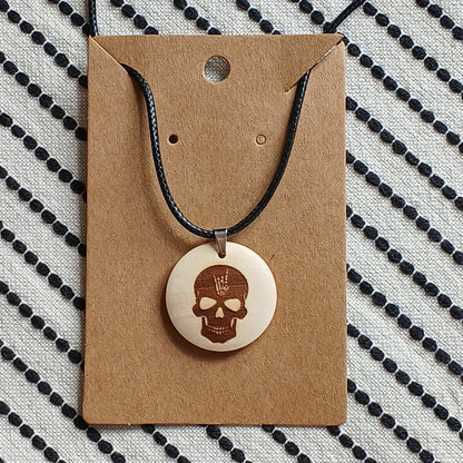 Necklace with Wooden Engraved Pendant